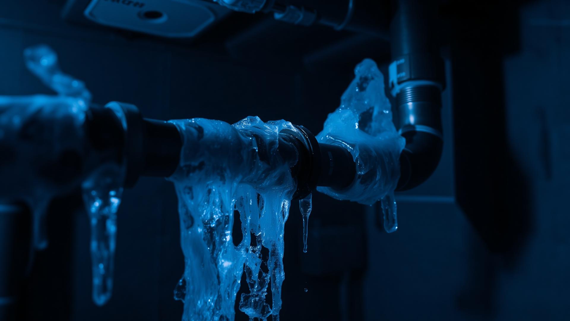Burst frozen pipe spraying water inside a Portland basement